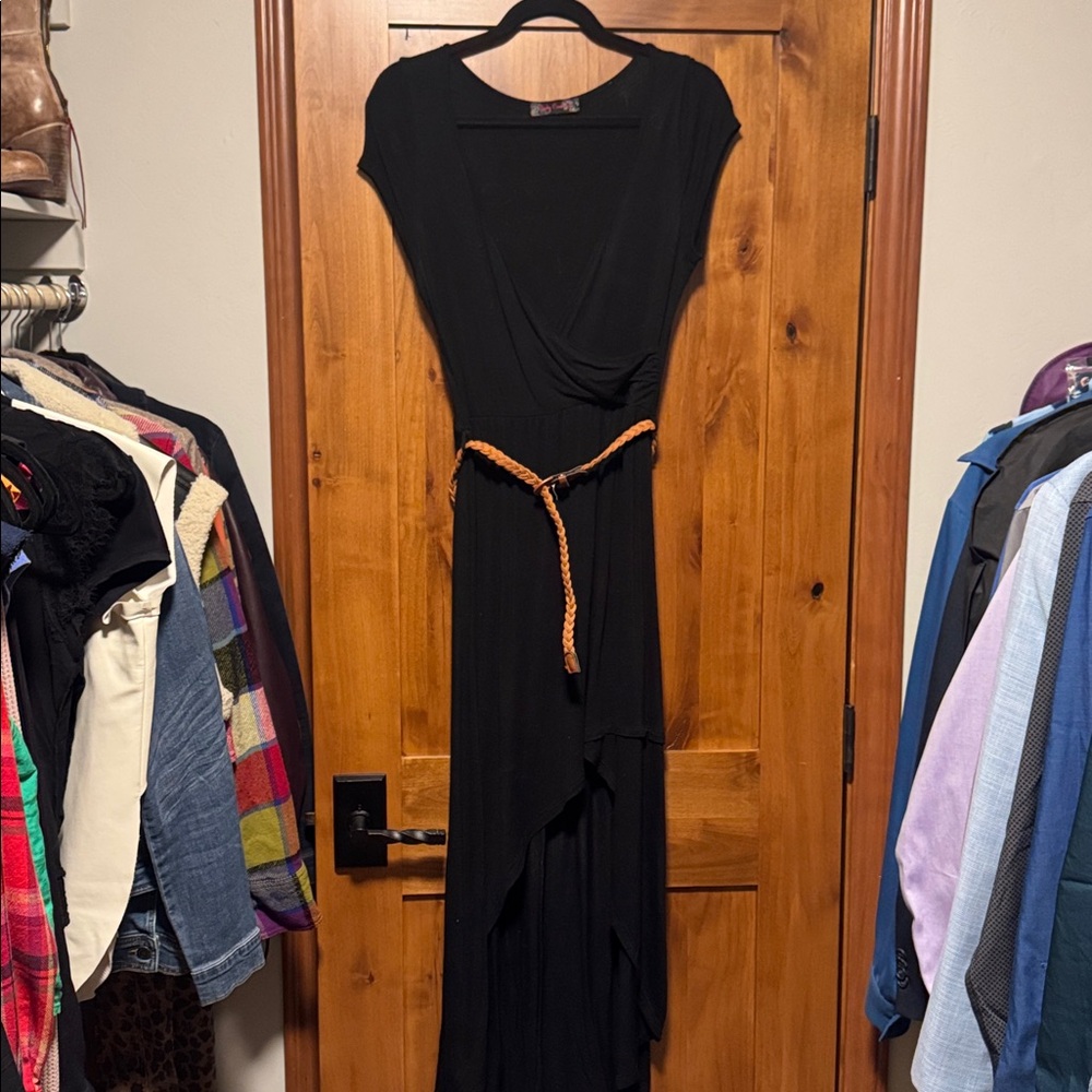 Black Dress with Brown Belt